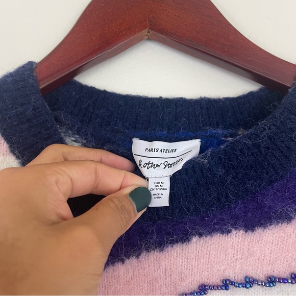 & Other Stories color block stripe Pullover sweater Alpaca Wool Blend Medium - Picture 7 of 14